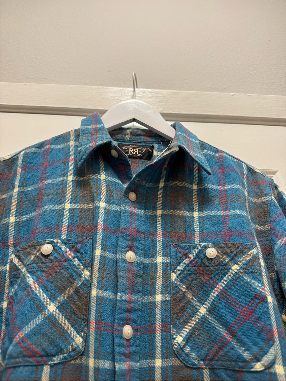 Vintage Ralph Lauren Double RL RRL Blue Flannel Shirt - Picture 11 of 12